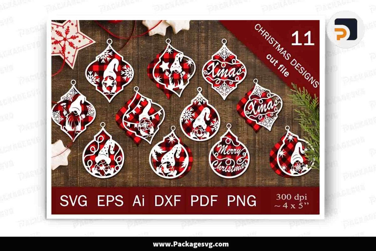 Gnomes on Christmas Bundle, SVG Paper Cut File Free Download