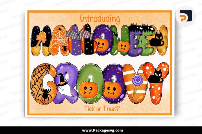Halloween Groovy Font, Cute Halloween Cliparts PNG LLX7RFY8