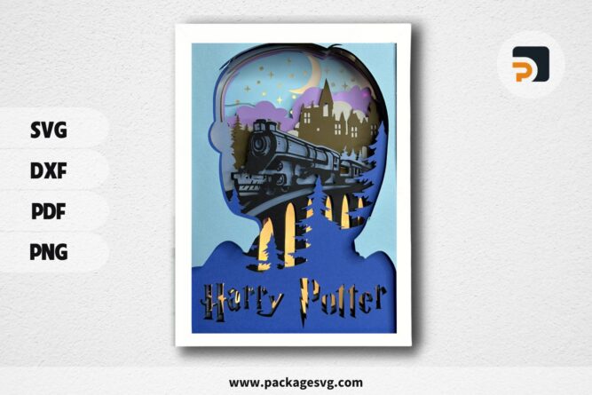 Harry Potter Shadow Box, 3d Train SVG Cut File 1