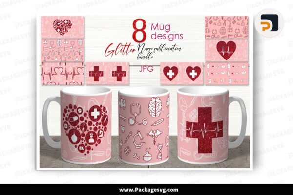 Nurse Sublimation Bundle 11oz Glitter Mug Wrap Free Download