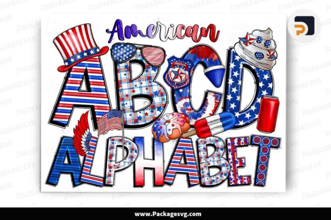 Patriotic Doodle Alphabet Cliparts, 4th of July Font PNG LLYSJVFO