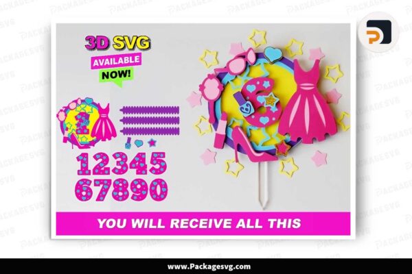 Shaker Cake Topper SVG, Pink Doll Design Free Download