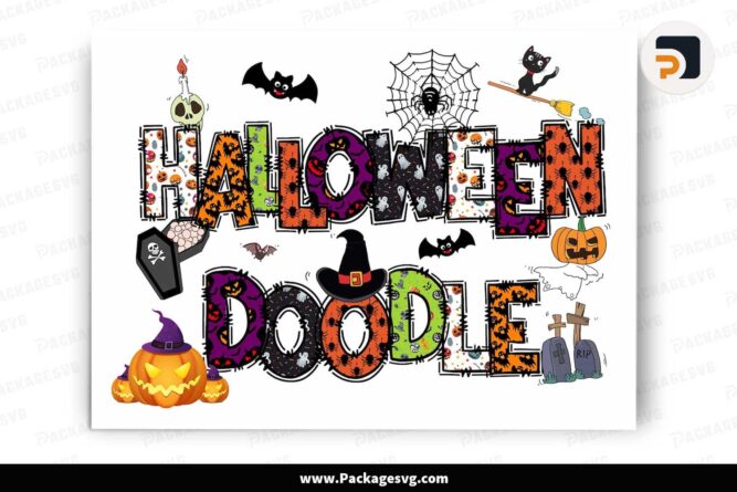 Spooky Doodle Alphabet Bundle, Halloween Font Cliparts PNG LLVQPTO6