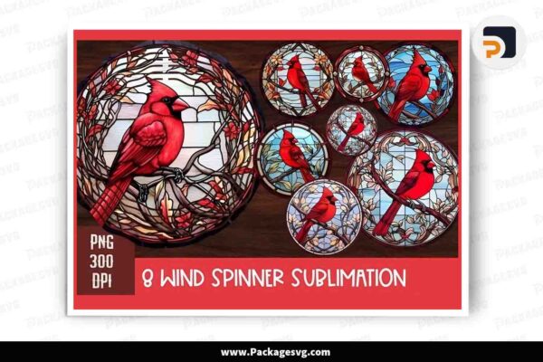 Stained Glass Cardinal Bundle, Wind Spinner PNG Free Download