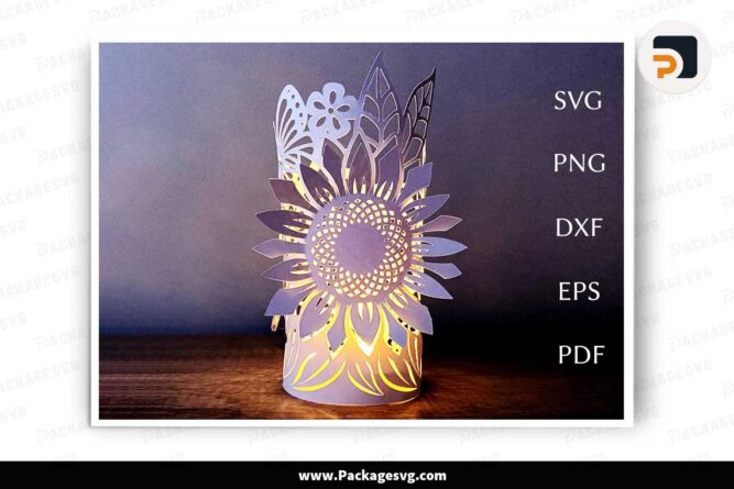 Sunflower 3D Lantern, SVG Paper Cut File LL09PHXR