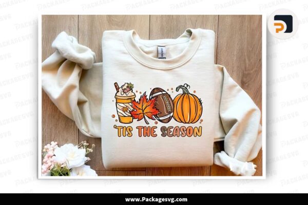 Tis the Season Football PNG, Pumpkin Fall Design Free Download