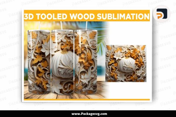Tooled Leather Pumpkin 3D Tumbler Wrap Free Download