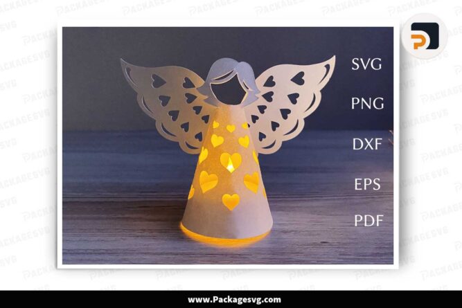 Valentines Angel 3D Lantern, SVG Paper Cut File LL0CFMYJ