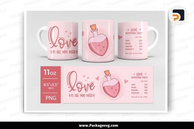Valentines Day Sublimation PNG, 11oz Mug Wrap LLD33BHN
