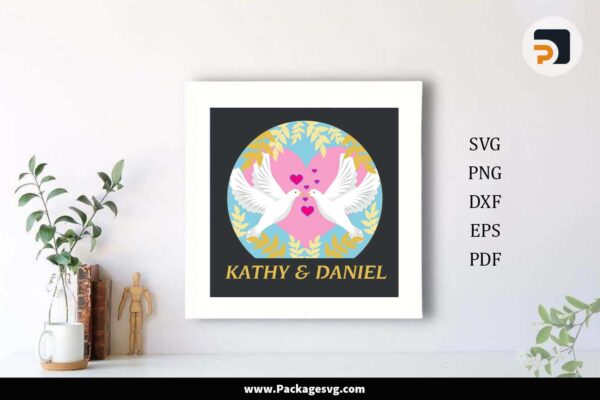 Wedding Dove Shadow Box, SVG Paper Cut File Free Download