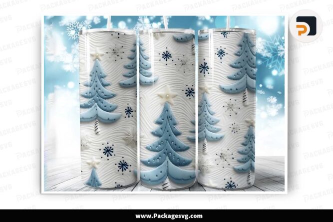 3D Embroidery Christmas Tree PNG, 20oz Tumbler Wrap LM90LFD5