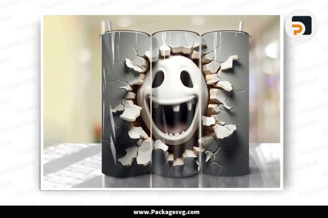 3D Ghost Cracked Hole PNG, 20oz Tumbler Wrap LM90TLWH
