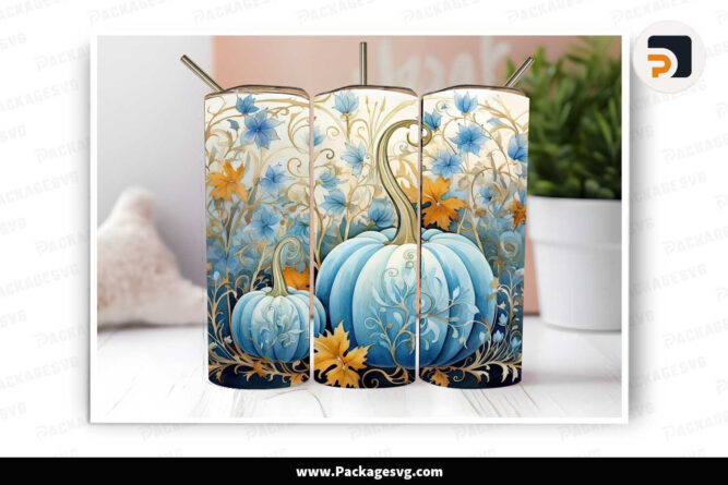 Blue Pumpkin Design, 20oz Tumbler Wrap PNG