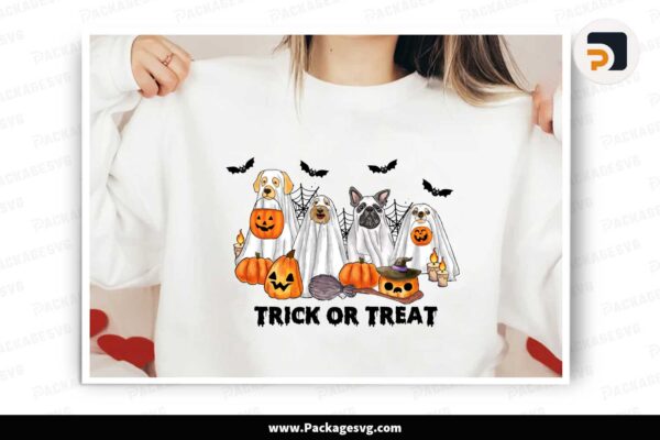 Funny Ghost Dog Halloween Sublimation, Trick Or Treat Design Free Download