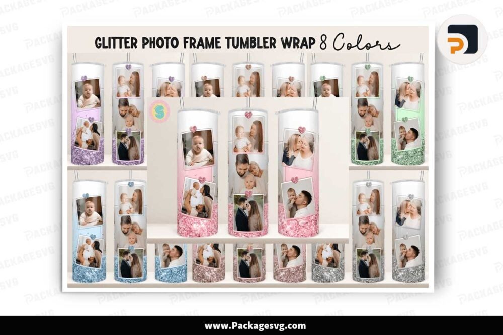Glitter Photo Frame Tumbler Bundle, 20oz Tumbler Wrap Designs LMBIG2M5