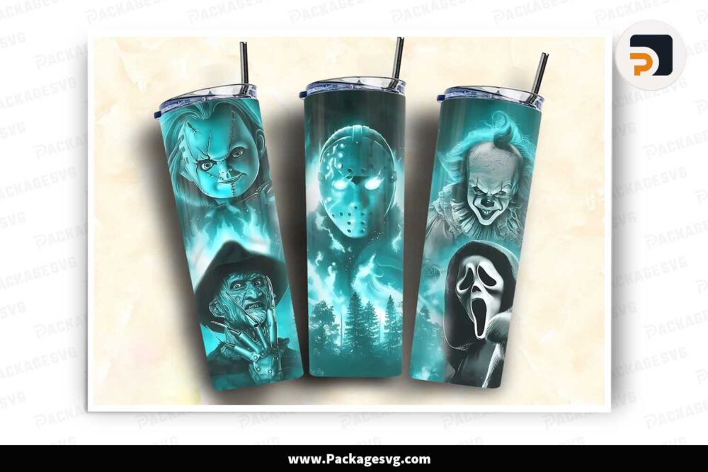 Horror Characters Sublimation PNG, 20oz Tumbler Wrap LM65UWWZ