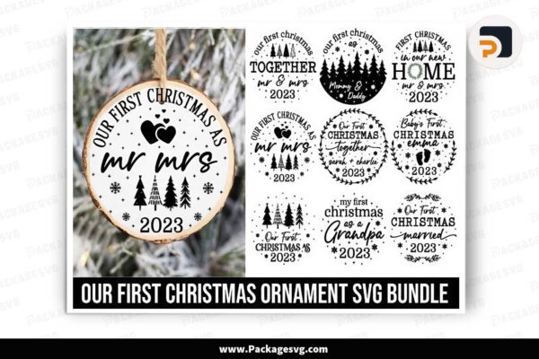 Our First Christmas Ornament Svg Bundle Free Download
