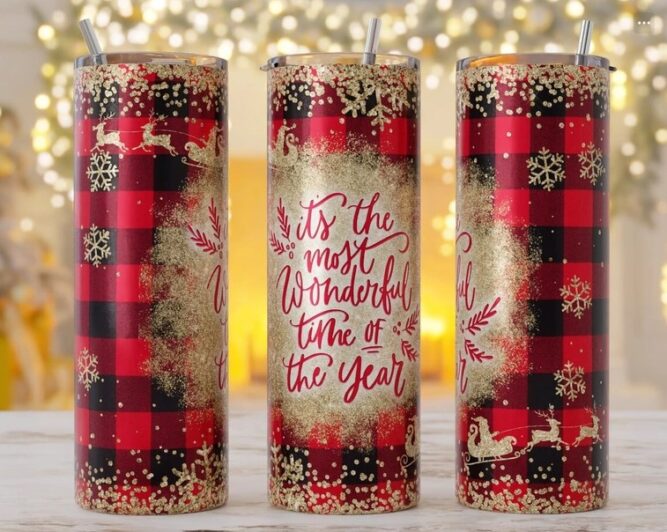 It's Most Wonderful Time Of The Year Sublimation Design, 20oz Skinny Tumbler Wrap PNG LMFQS8U6