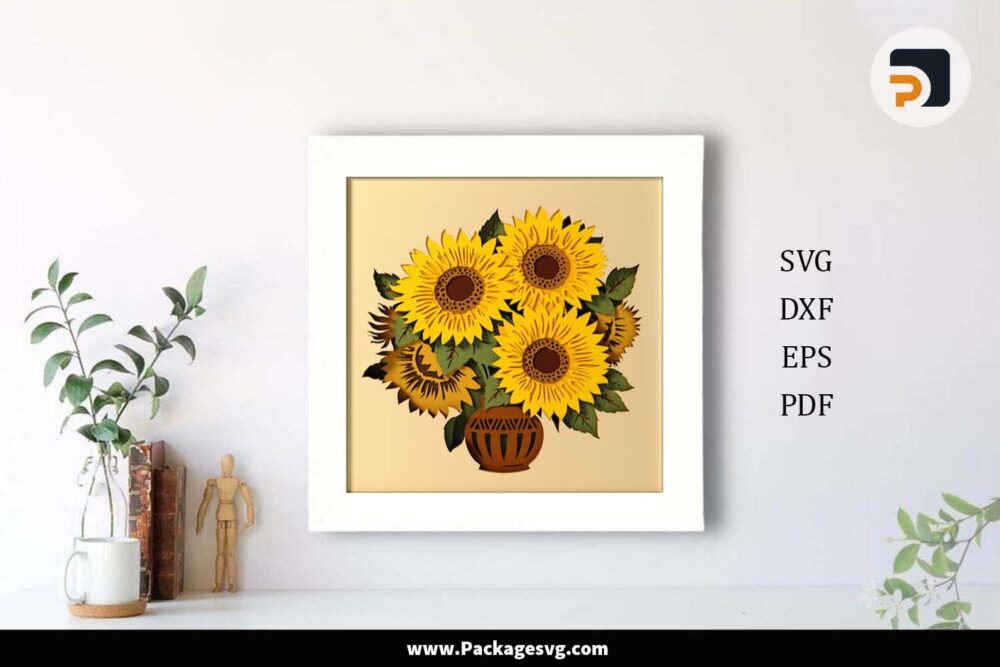 Sunflower Bouquet Shadow Box, SVG Paper Cut Files LMG3ERB8