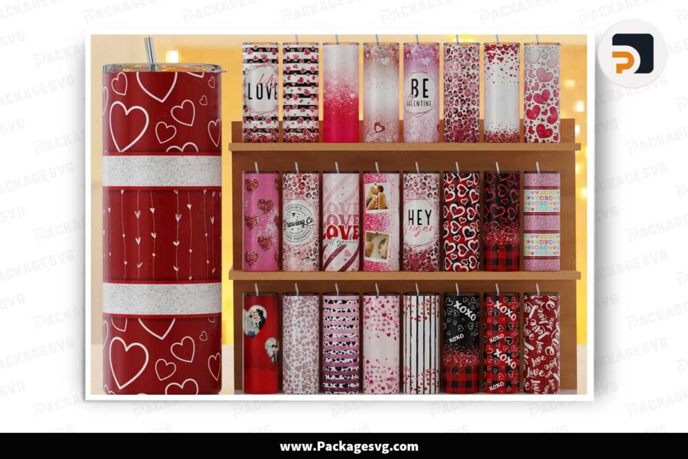 Valentine Tumbler Wrap Bundle, 25 Valentine Sublimation Designs LMFP68LA