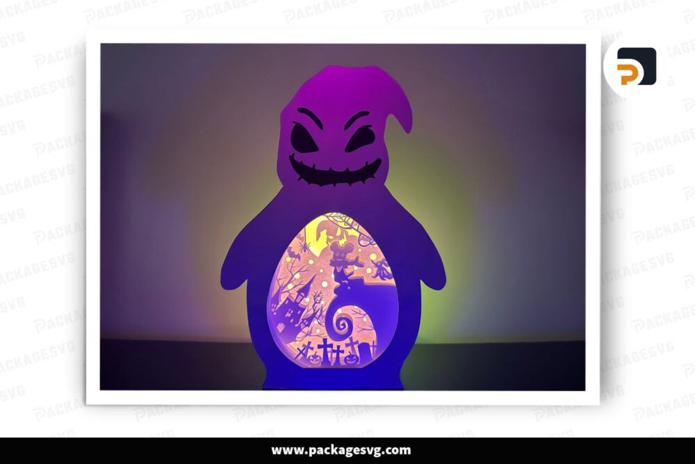 3D Mickey Nightmare Halloween Light Box, Oogie Boogie SVG Paper Cut File LNN36BMH