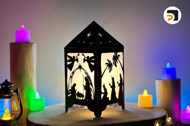 3D Nativity Christmas Lightbox, Christmas Lantern Paper Cut File 1