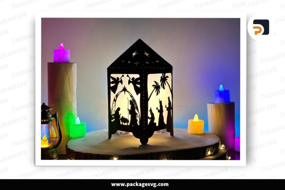 3D Nativity Christmas Lightbox, Christmas Lantern Paper Cut File LO5Z8NXB