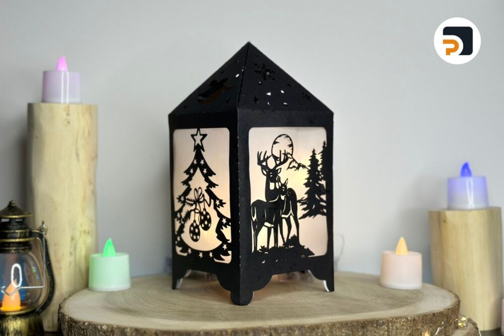 3D Reindeer Christmas Lightbox, Christmas Lanten Paper Cut File 2