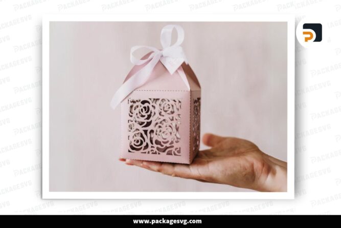 3D Roses Patterns Box SVG, Wedding Favor Box Paper Cut File LO6XL41A