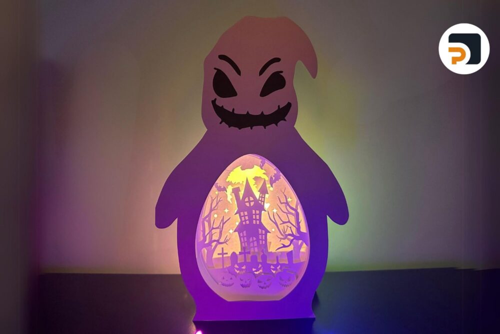 3D Spooky House Halloween Light Box, Oogie Boogie SVG Paper Cut File 1