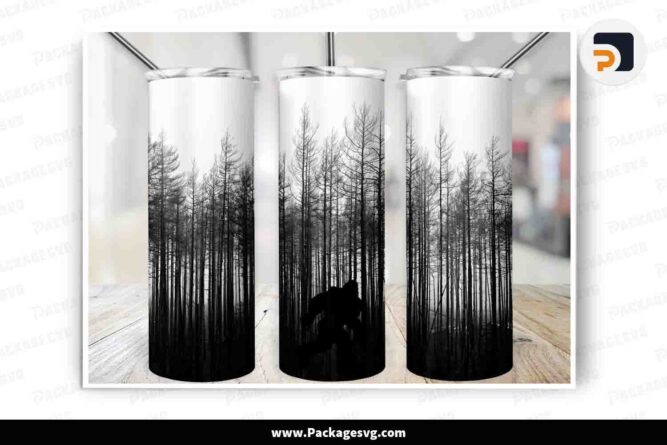 Bigfoot In the Forest 20oz Skinny Tumbler Wrap PNG LNDX4BX5