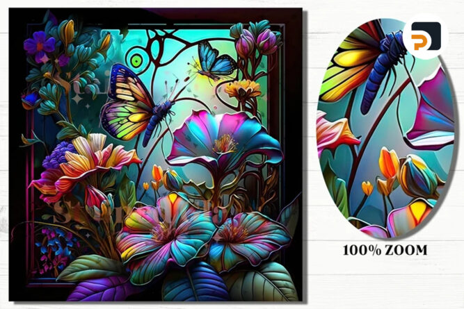 Butterfly Stained Glass, PNG Pattern Designs