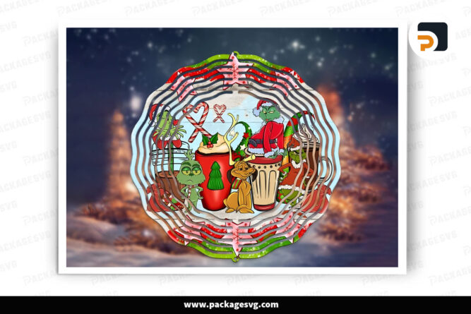 Cartoon Grinch Round Hanging Spinner PNG, Christmas Sublimation Design LODOZ4HQ