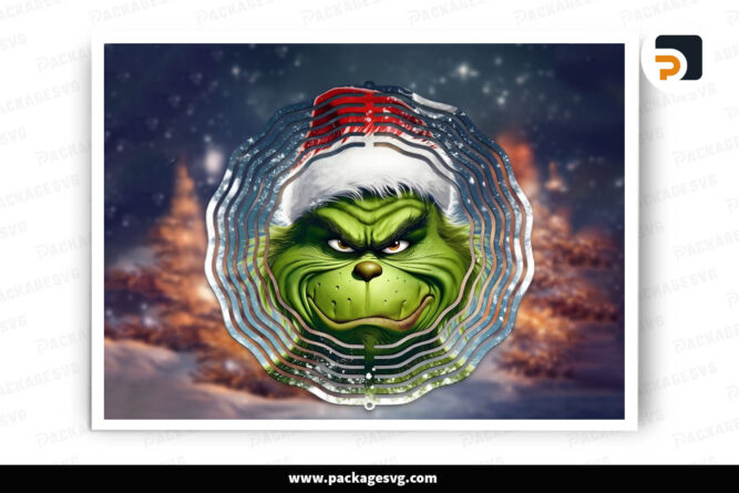 Grinch Cartoon Wind Spinner PNG, Christmas Sublimation Design LODOJ8LM