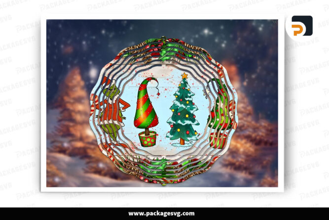 Grinch Christmas Tree Wind Spinner PNG, Christmas Sublimation Design LODP7OAD