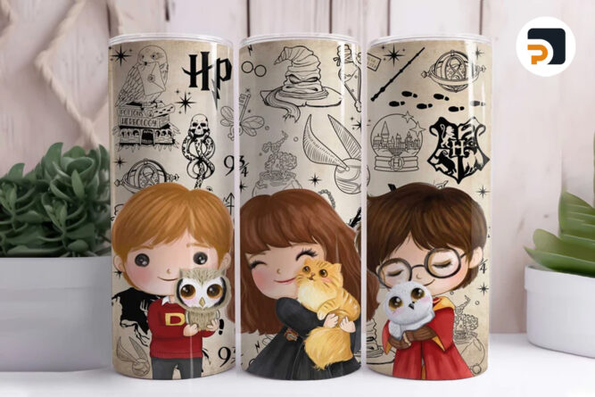 Harry Potter Kids Sublimation Design, 20oz Skinny Tumbler Wrap