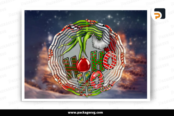 Ho Ho Ho Grinch Wind Spinner PNG, Christmas Sublimation Design LODP2R53