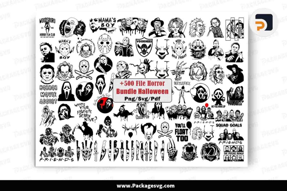 Horror Movie SVG Bundle, 500 Files Halloween Designs LNA4L0KB