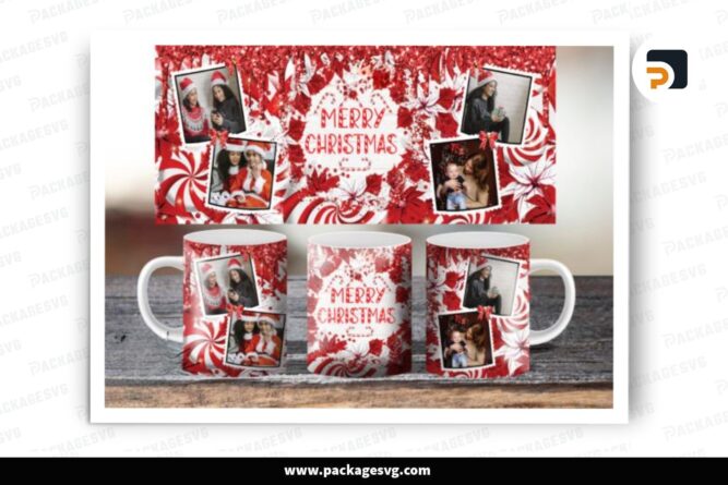 Merry Chritmas Candy Cane Sublimation Design, 11oz Skinny Mug Wrap LO6VGP31