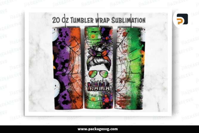 Spooky Mama Sublimation Design, 20oz Skinny Tumbler Wrap LNTTTUM1
