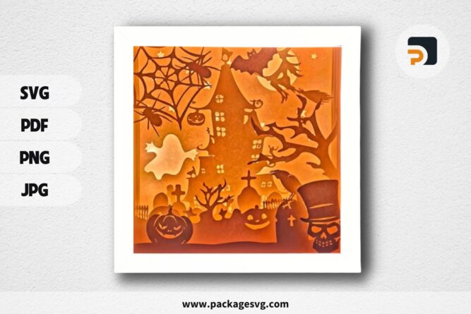 Spooky Zone Land Light Box, Halloween SVG Paper Cut Files LNILGWUG