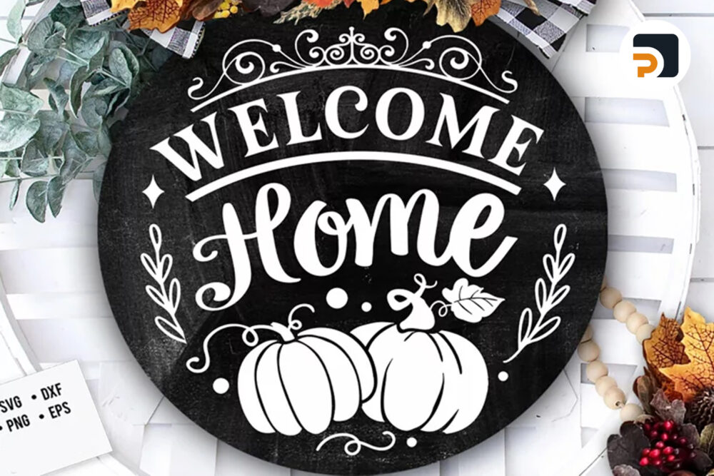 Welcome Home Door Danger Pumpkin SVG, Fall Door Hanger Cut File 2