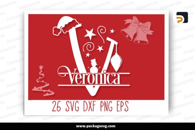 26 Christmas Monogram SVG, Christmas Split Alphabet SVG PNG DXF EPS Digital Download LEHV9AC7