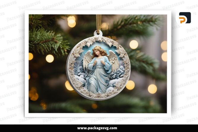 3D Angel Christmas Ornament, Xmas Sublimation Design LPC22VVW (1)