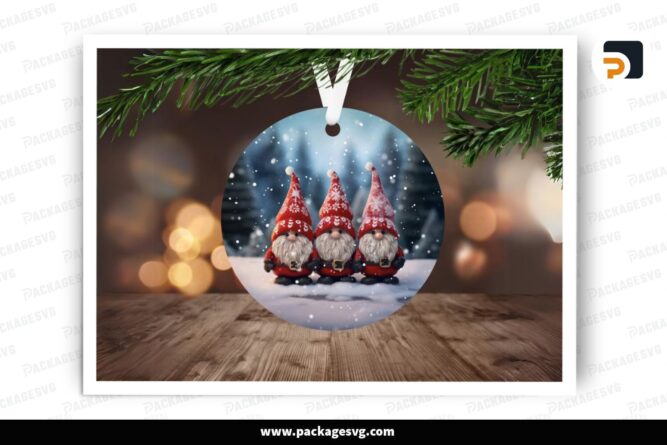 3D Three Gnomes Christmas Ornament, PNG Sublimation Design LPI6M8M8 (2)