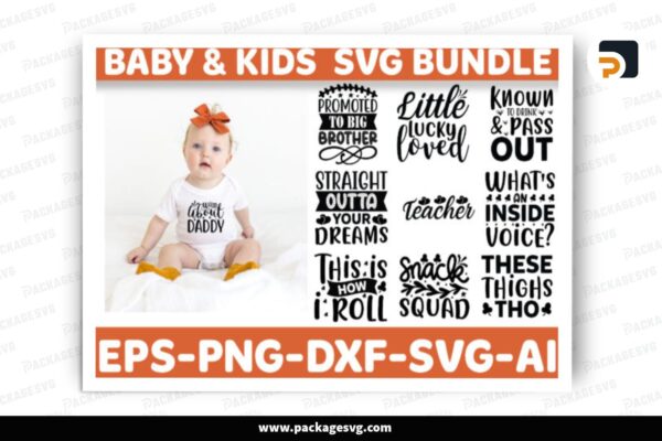 Baby And Kids SVG Bundle, 9 Designs Free Download