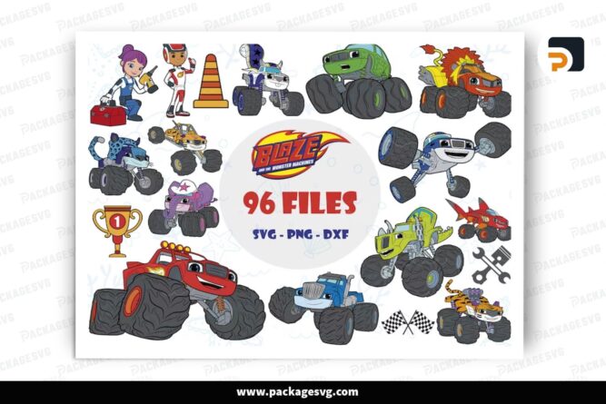 Blaze and The Monster Machines SVG Bundle, 96 Designs Digital File