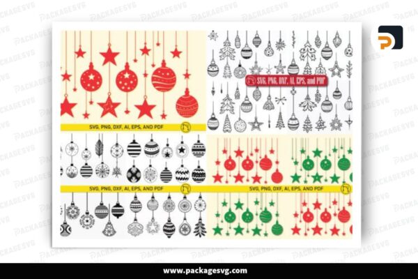 Christmas Hanging Ornaments SVG Bundle, Free Download
