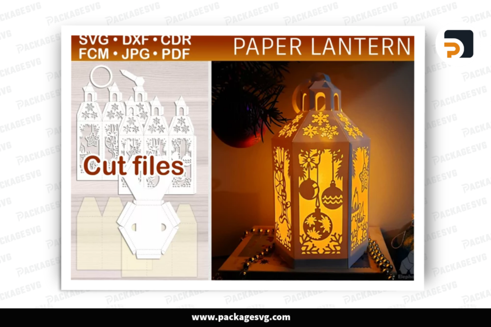 Christmas Lantern Design, SVG Paper Cut File LOWH0KWJ