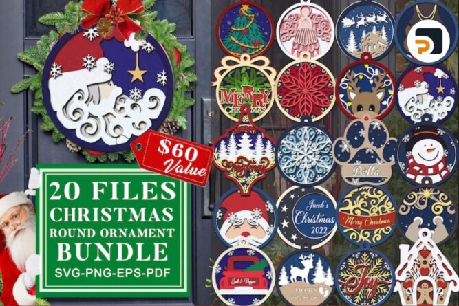 Christmas Layered Ornament Bundle, 20 Design Cut Files